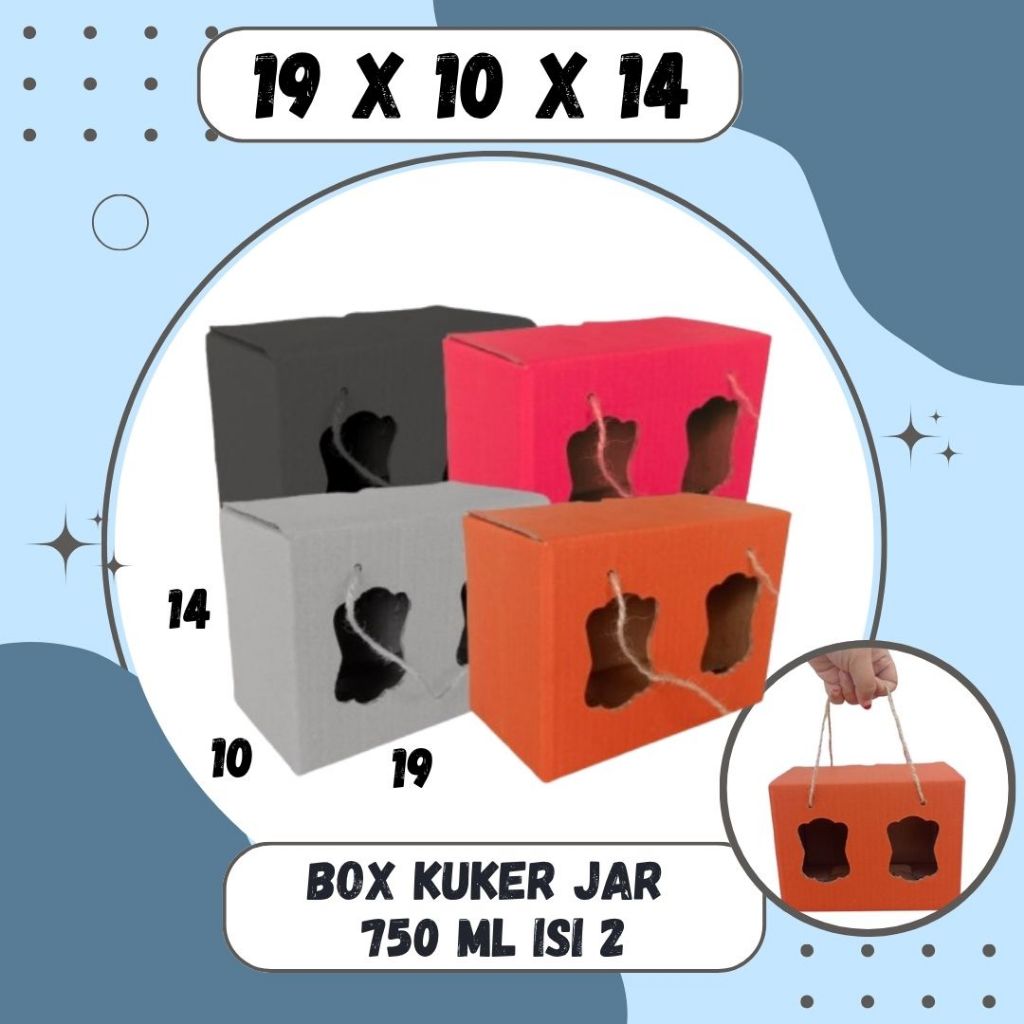 

Box 19x10x14 Jinjing Tali (KUKER TOPLES JAR 750 ml Isi 2) Gable Box Kardus Kue Kering Kardus Balap