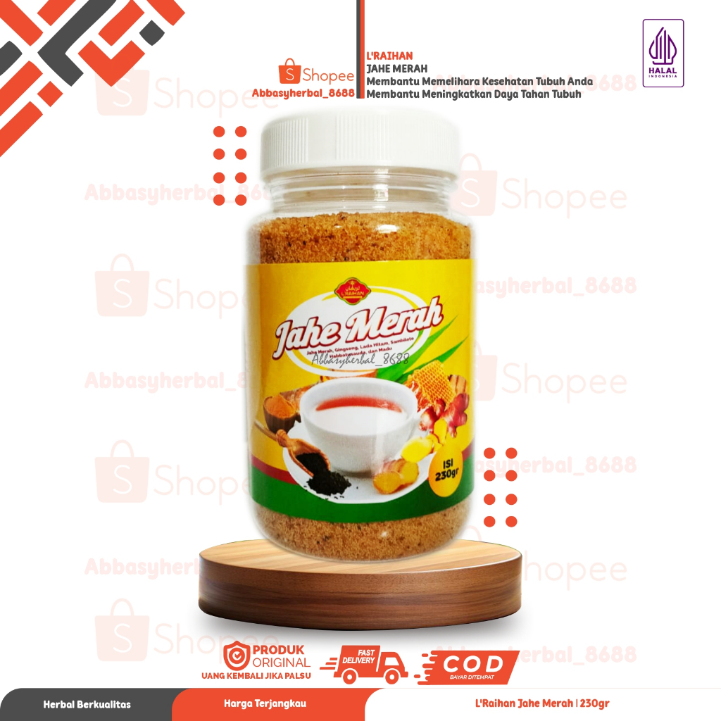 

Abbasy Herbal_Original Produk Jahe Merah + Ginseng + Kunyit + Temulawak + Habbatusauda + Madu L'Raihan +/- 235gr