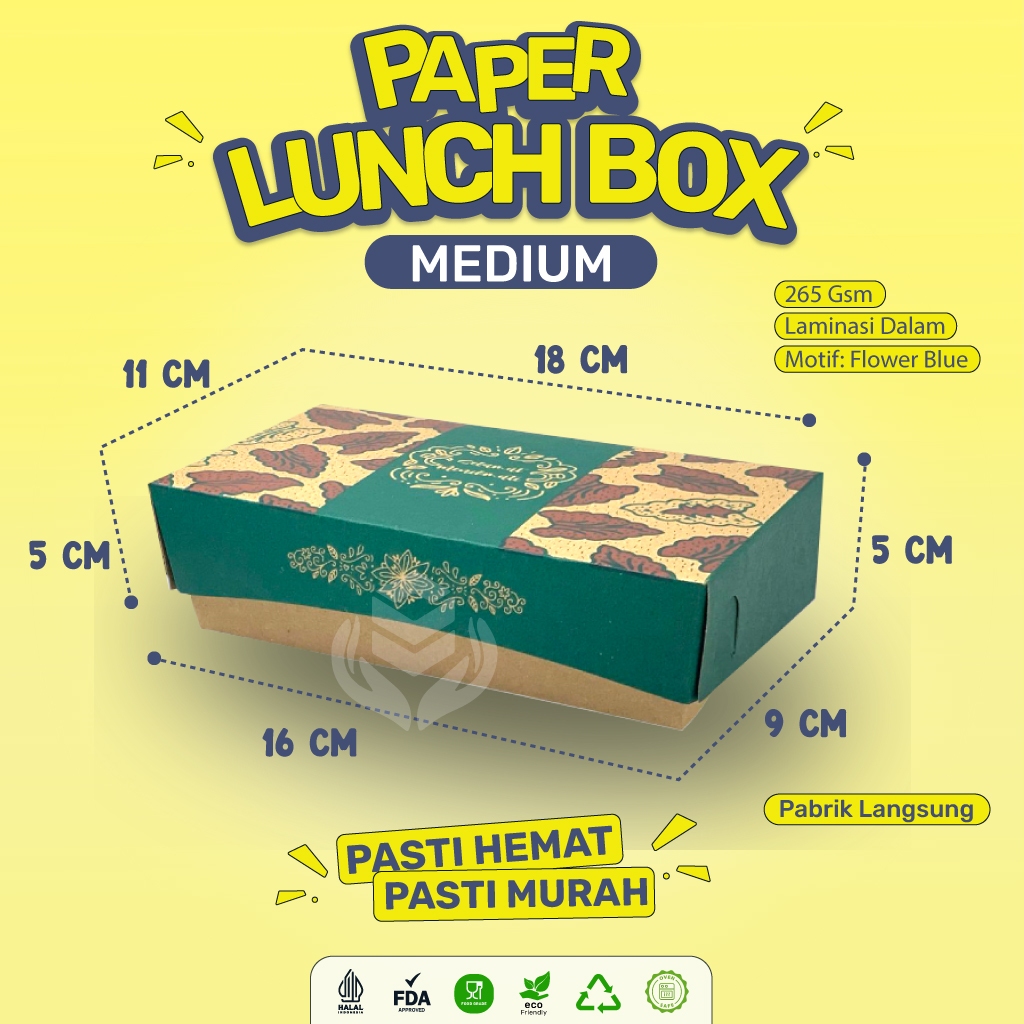 

Paper Lunch Box Medium Lunch Box Medium Bahan 265 Gsm (LB1K152-Laminasi)