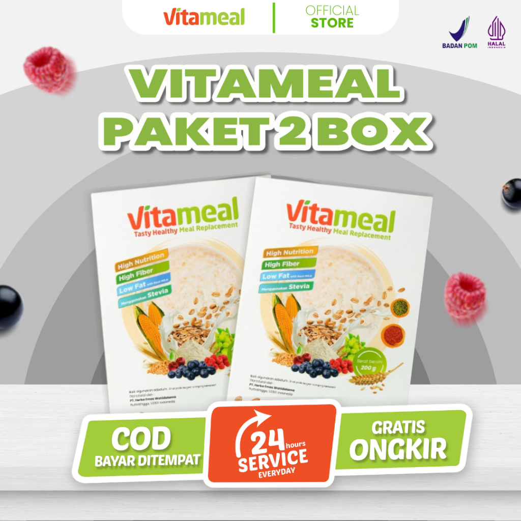 

Paket 2 Box Vitameal Sereal Sehat Multigrain Turunkan Gula Darah Kolesterol Tanpa Efek Samping VITAMILK HIPERTENSI