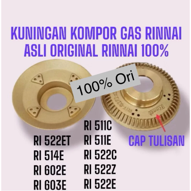 BURNER KECIL/KUNINGAN KOMPOR GAS RINNAI / Burner Kompor Gas Rinnai
