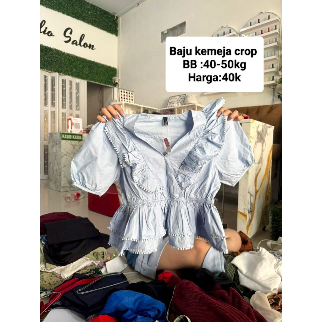 Baju kemeja crop wanita