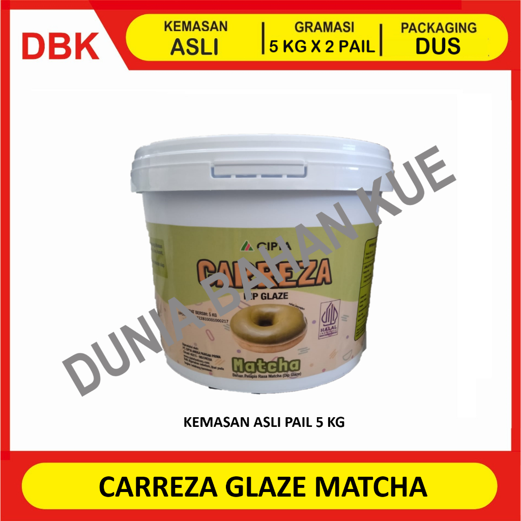 

GLAZE MATCHA GREEN TEA 5 KG - 1 DUS 2 PCS / DIP GLAZE SELAI OLESAN TOPPINGMATCHA TEH HIJAU