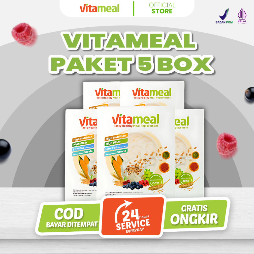

Paket 5 Box Vitameal Sereal Diet Herbal Multigrain Turunkan Gula Darah Kolesterol Hipertensi Secara Alami VITAMIL HIPERTENSI