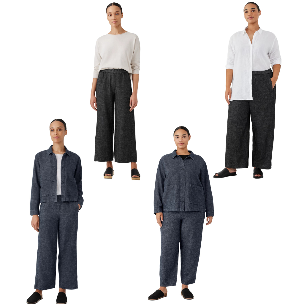 Celana Ei*leen F*sher Tweedy Hemp Cotton Wide-Leg Pants