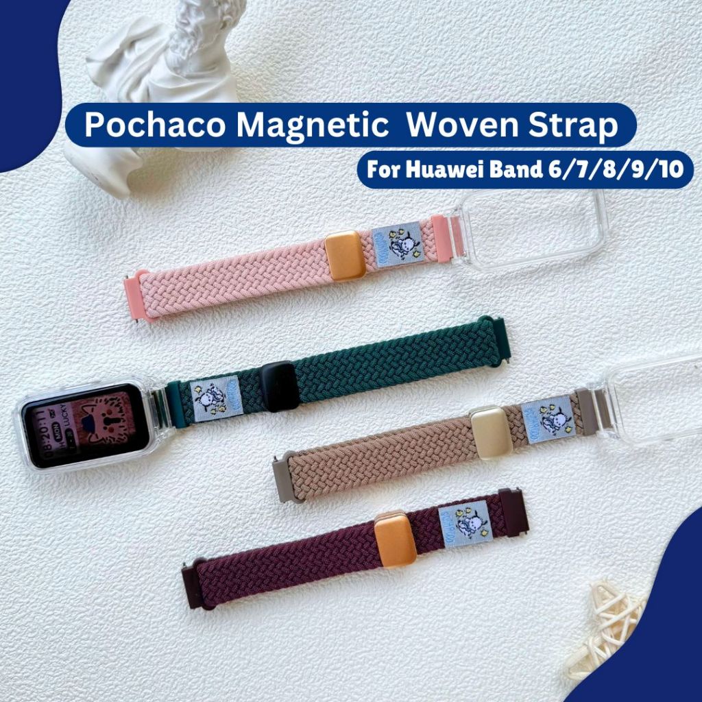 Pochaco Magnetic braided woven strap For Huawei Band 6 Huawei Band 7 Huawei Band 8 Huawei Band 9 Hua