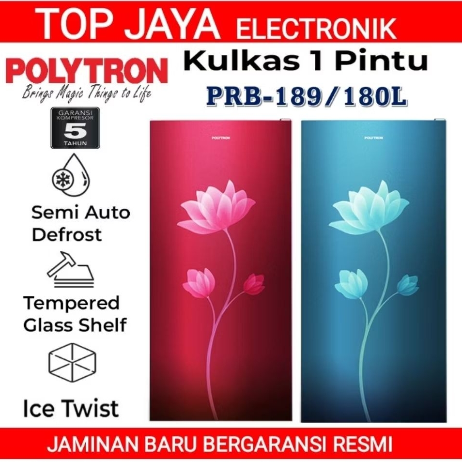KULKAS POLYTRON 1 PINTU 180L PRB189R-B/LEMARI ES POLYTRON 1 PINTU/LEMARI ES 1 PINTU POLYTRON