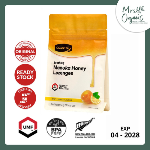 

Permen Manuka Honey Lozenges Lemon & Honey 12s | Permen Hisap Tenggorokan Alami Tanpa Propolis