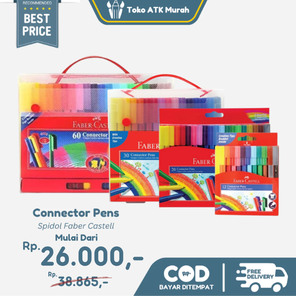 

Spidol Connector Pens 12 / 20 / 30 / 60 Warna Faber-Castell - Spidol Sambung