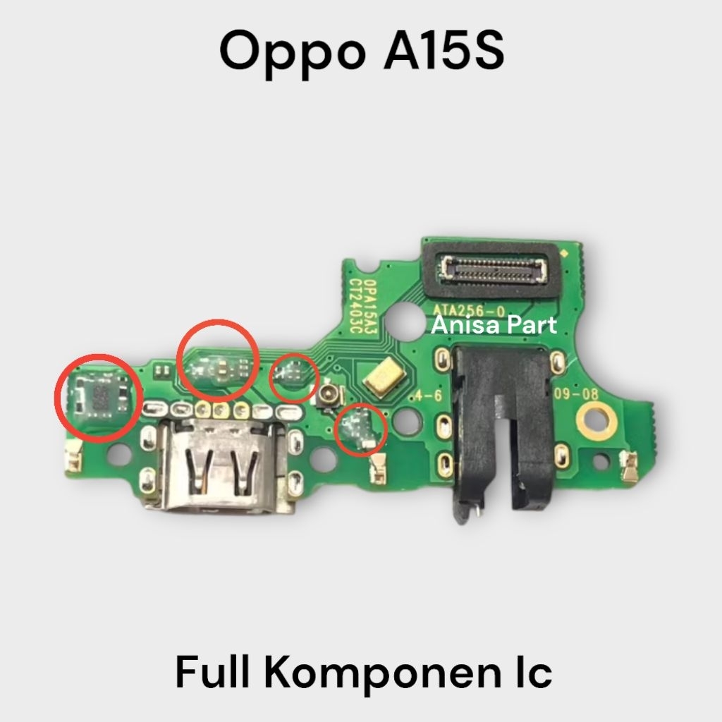 Papan Cas Konektor Cas Oppo A15S Original Full Komponen Ic Board Charger Papan Cas Konektor Cas Mic 
