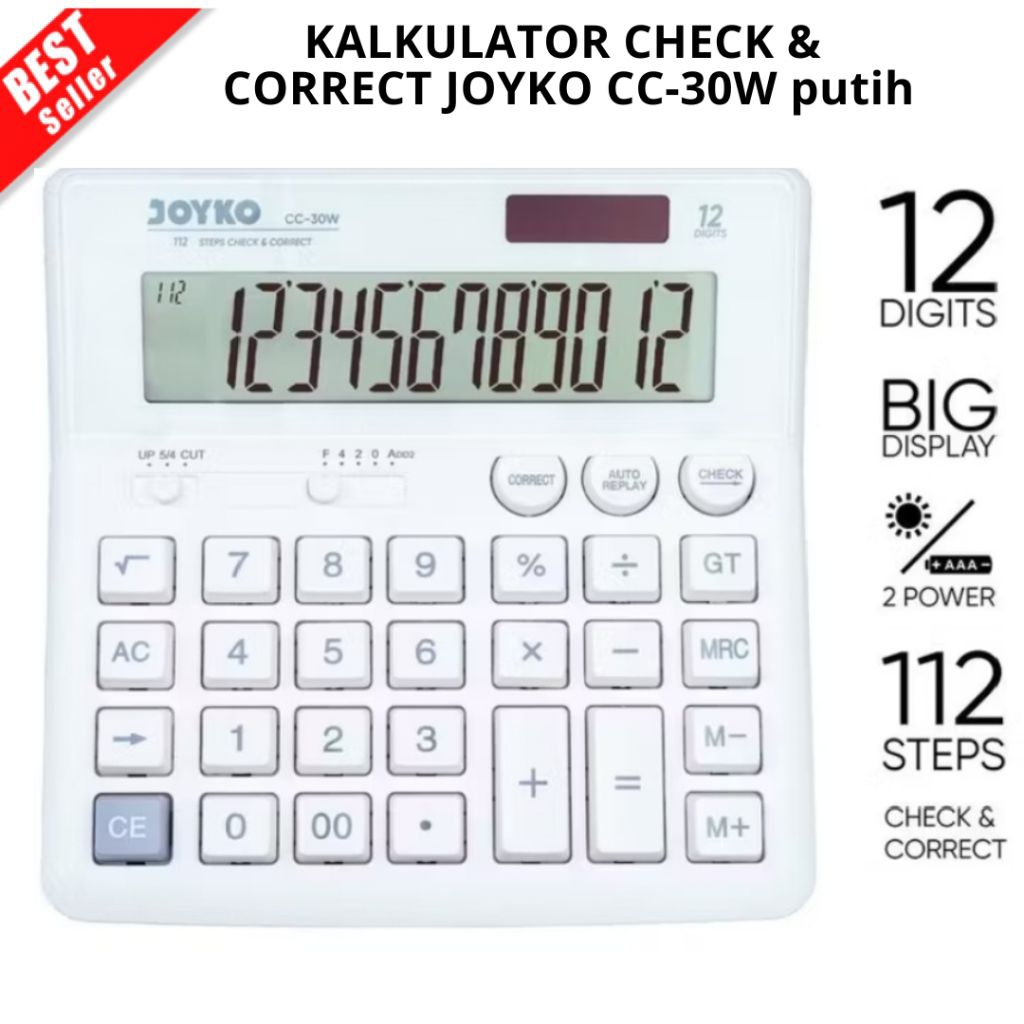 

Calculator Kalkulator Joyko CC-5912 dan CC30W 12 Digits Check Correct untuk jualan diwarung untuk disekolah kantor