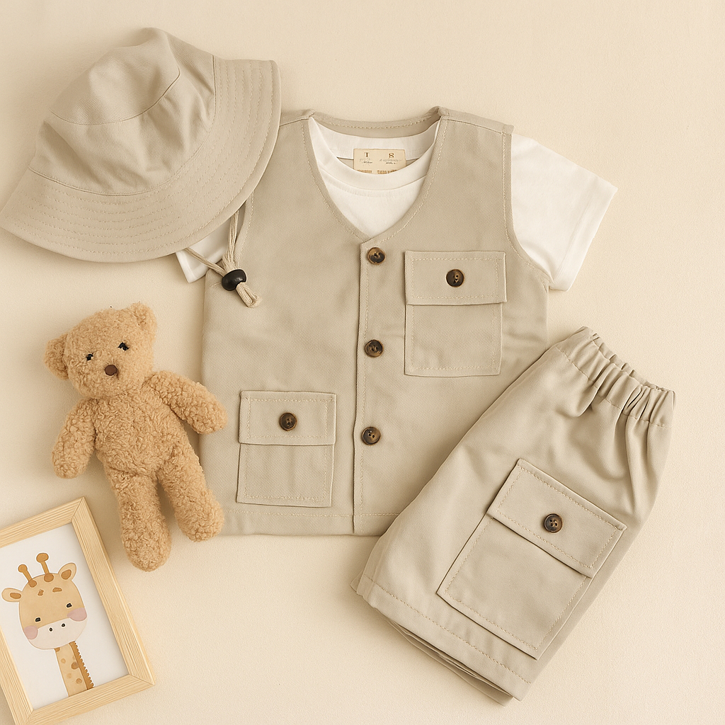 Satu Set Rompi Petualangan Safari Anak & Bayi Baju Outfit Outdoor Kids Laki-Laki Perempuan