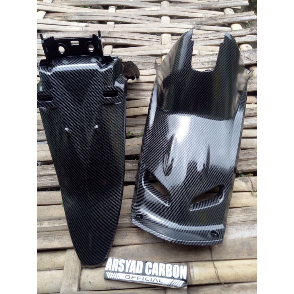 CARBON COVER SEPAKBOR BELAKANG DAN TUTUP MESIN MIO SPORTY MIO SEMAILE ORIGINAL 2006/2007 KARBON
