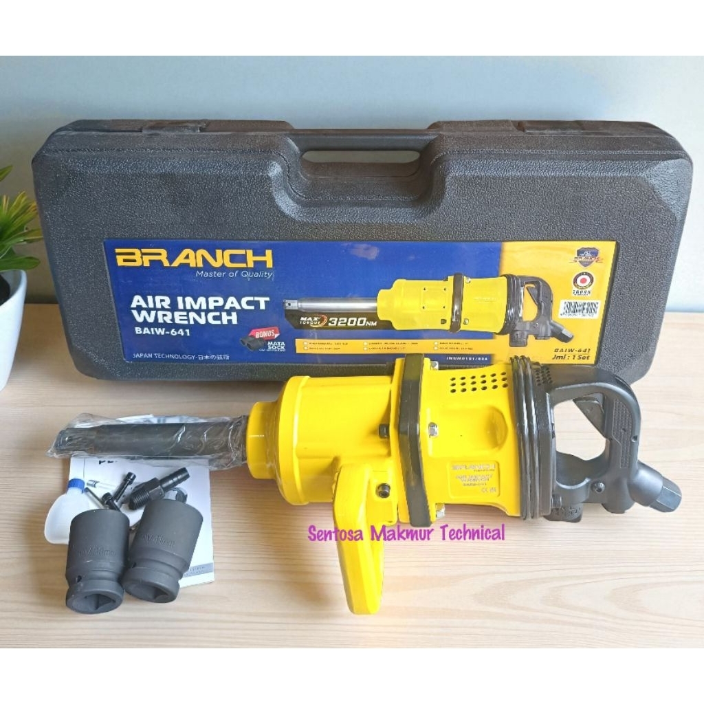 BRANCH 1" Air Impact Bor Pembuka Baut Roda Angin Truk Twin Hammer 1 Inchi