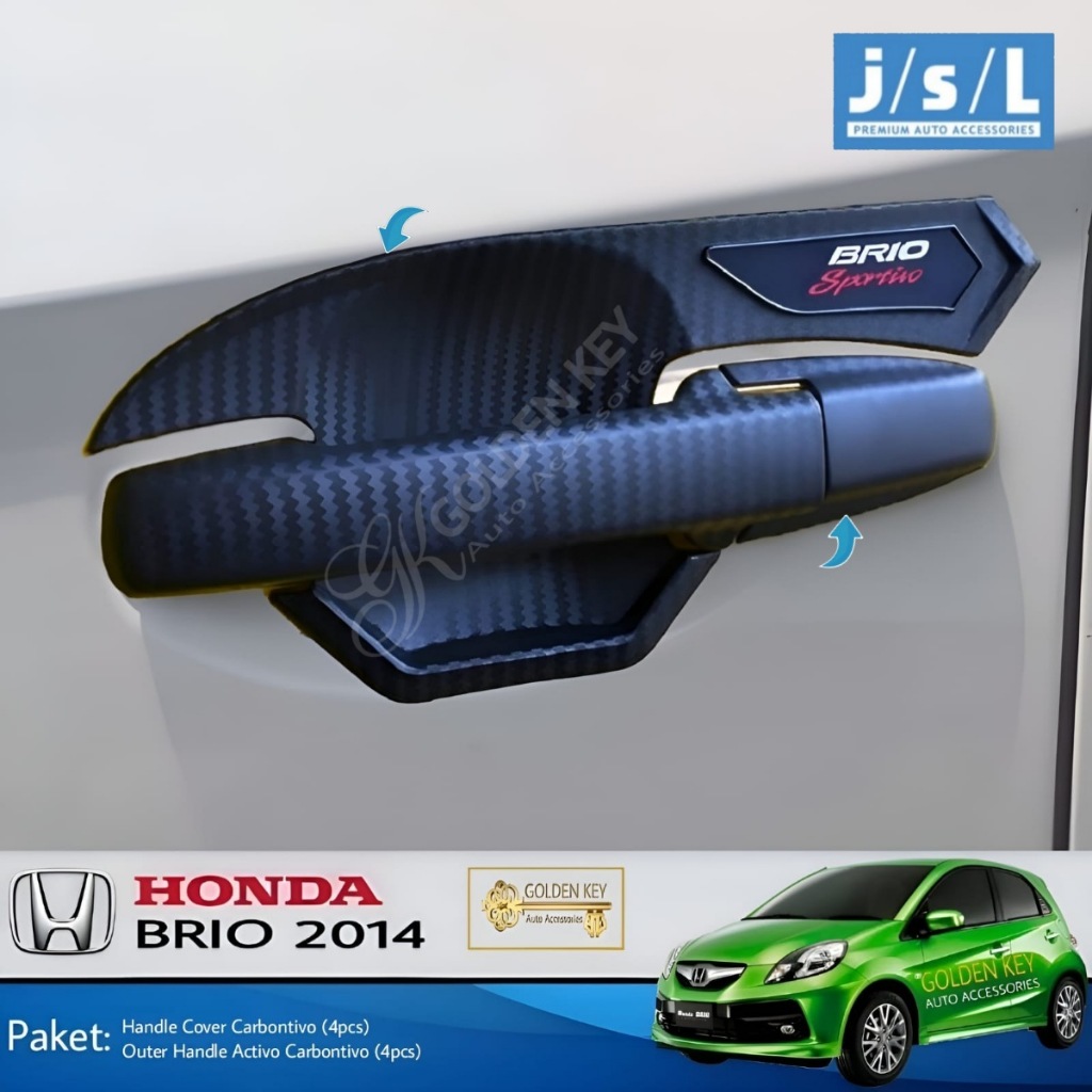 PAKET Brio 2014 Up to 2017 Cover Handle + Outer Handle Activo Carbontivo