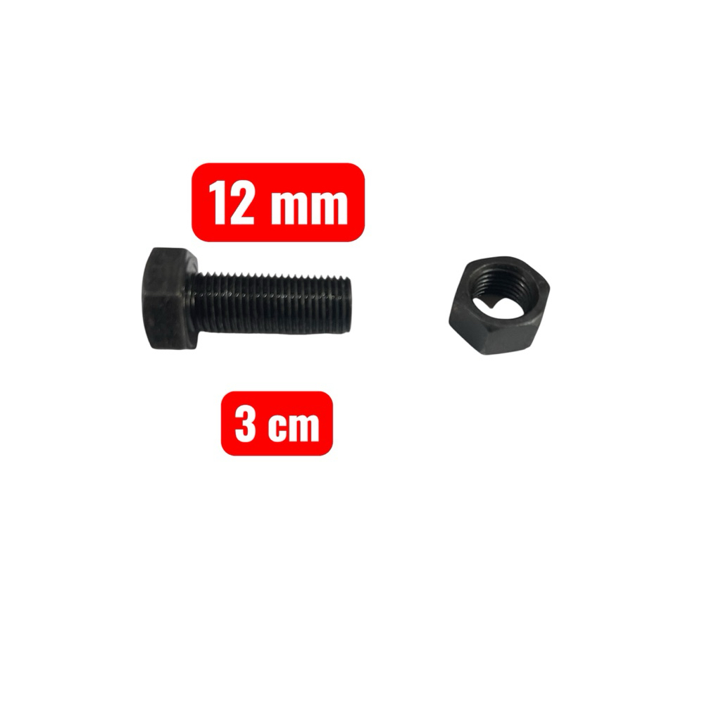 Baut Mur Baja Drat Halus Kunci 17 Panjang 3 Cm