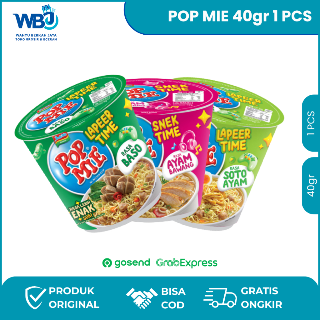

Pop Mie Snek Time / Laper Time 40g – 1 Cup Mi Instan Rasa Ayam Bawang, Soto, Bakso | Ready Stock