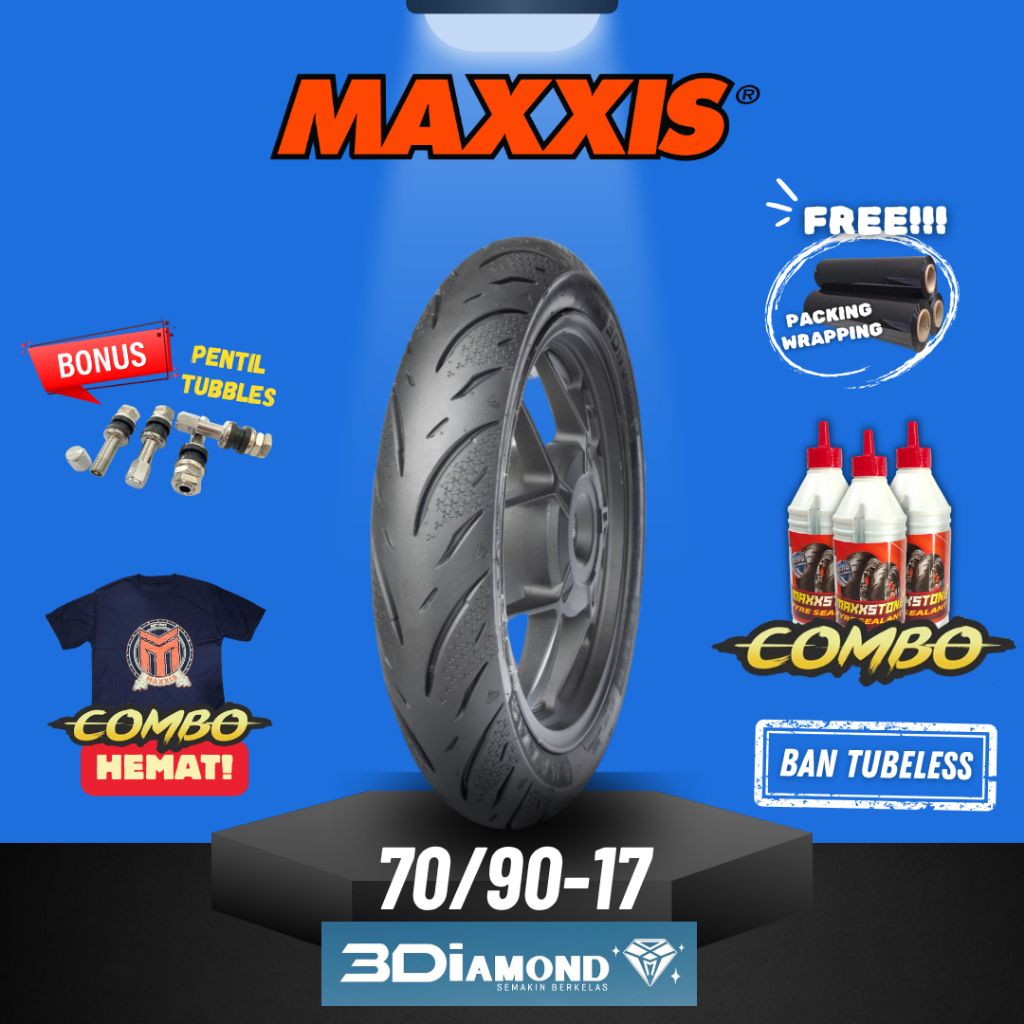 [READY COD] BAN MAXXIS DIAMOND MA-3Di TUBELESS RING 17 ( 70/90-17 ) BAN MOTOR BEBEK JUPITER Z VEGA R