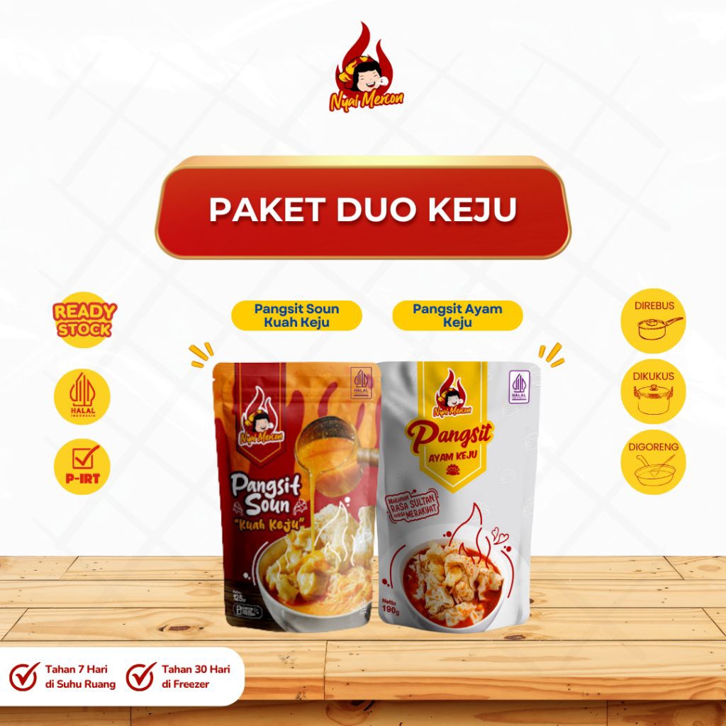 

Nyai Mercon - Paket Duo Keju (Pangsit Ayam Keju + Pangsit Soun Kuah Keju)