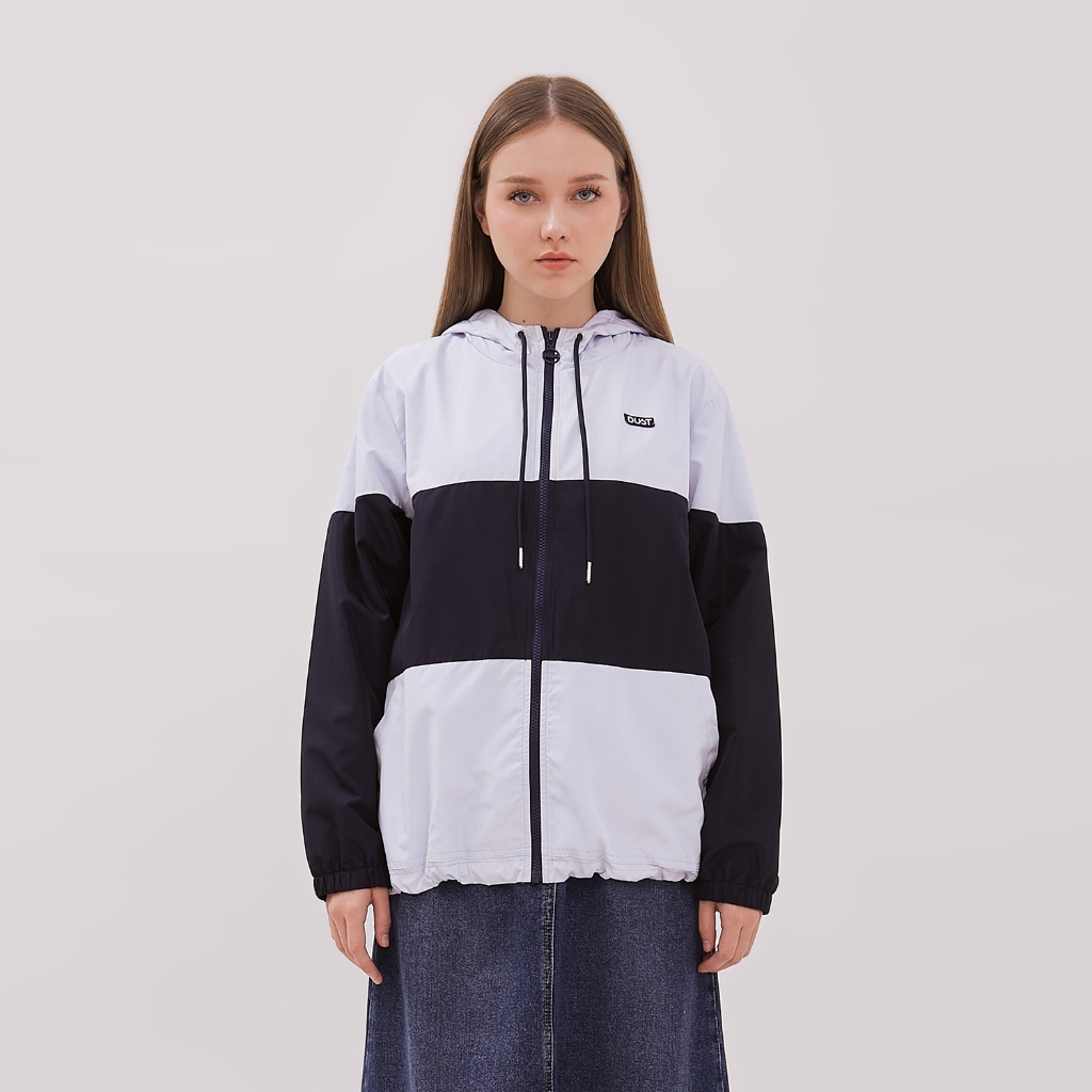 DUST Jaket Hoodie Unisex Color Blok Senara LT.Grey Navy (D.5406-U)