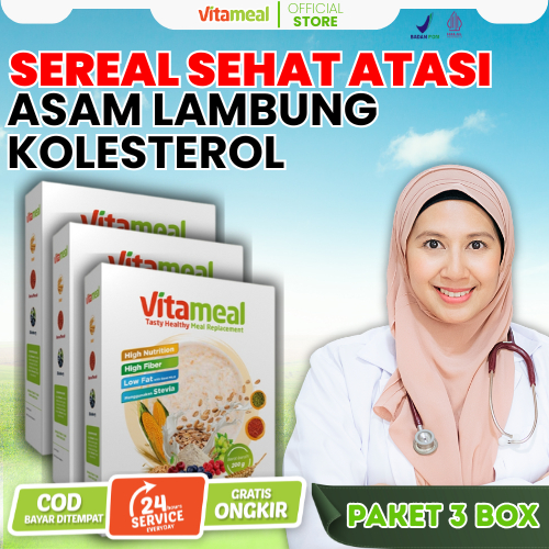

[DIJAMIN] Vitameal - Sereal Multigrain Bantu Atasi Diabetes Asam Lambung Kolesterol paket 3 box 200 gram VITAMILK DIET