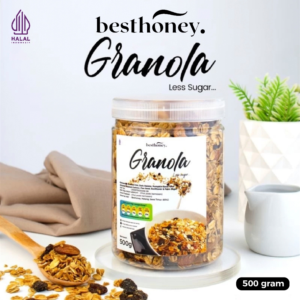 

Best Honey Granola Sereal Sehat Sarapan Sehat Oatmeal Almond Mete 500gr 750gr