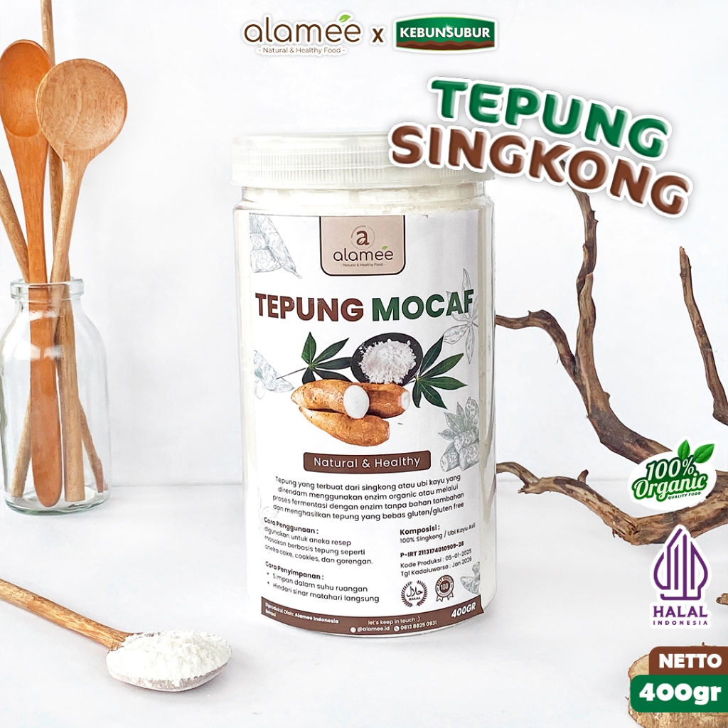 

ALAMEE Tepung Mocafine Gluten Free Tepung Singkong Sehat Rendah Gula High Fiber 400gr kebunsubur