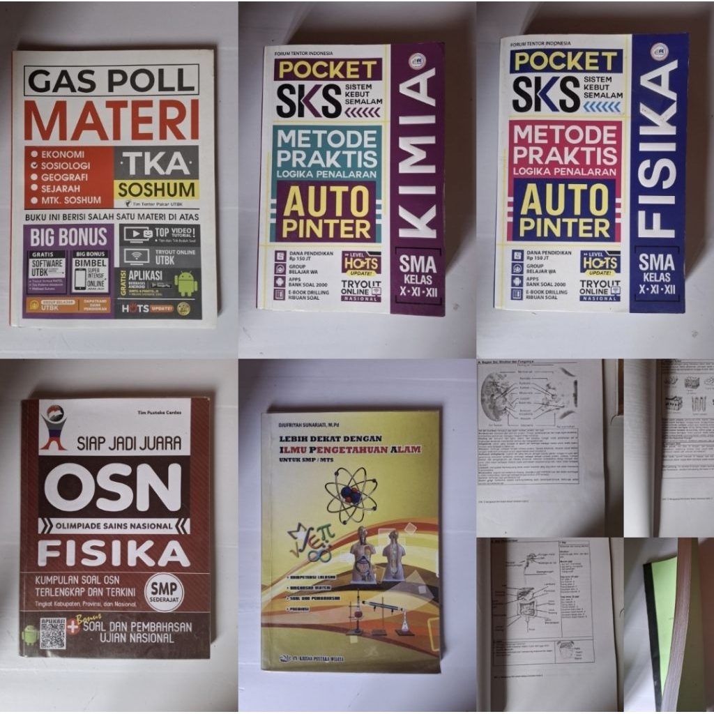 Preloved Buku Persiapan UTBK & OSN, Soshum, SKS Kimia, SKS Fisika, Biologi SMP