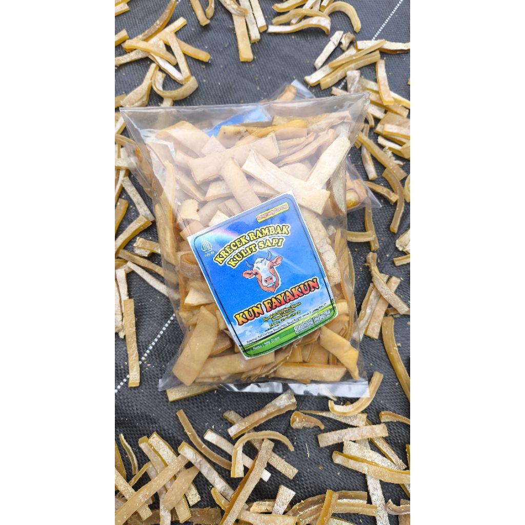

krecek/krupuk rambak kulit sapi siap goreng varian stick 500 gram