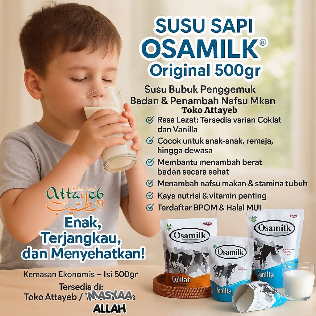 

SUSU SAPI OSAMILK Original 500gr Susu Bubuk Penggemuk Badan & Penambah Nafsu Makan Gemuk Badan (BPOM)