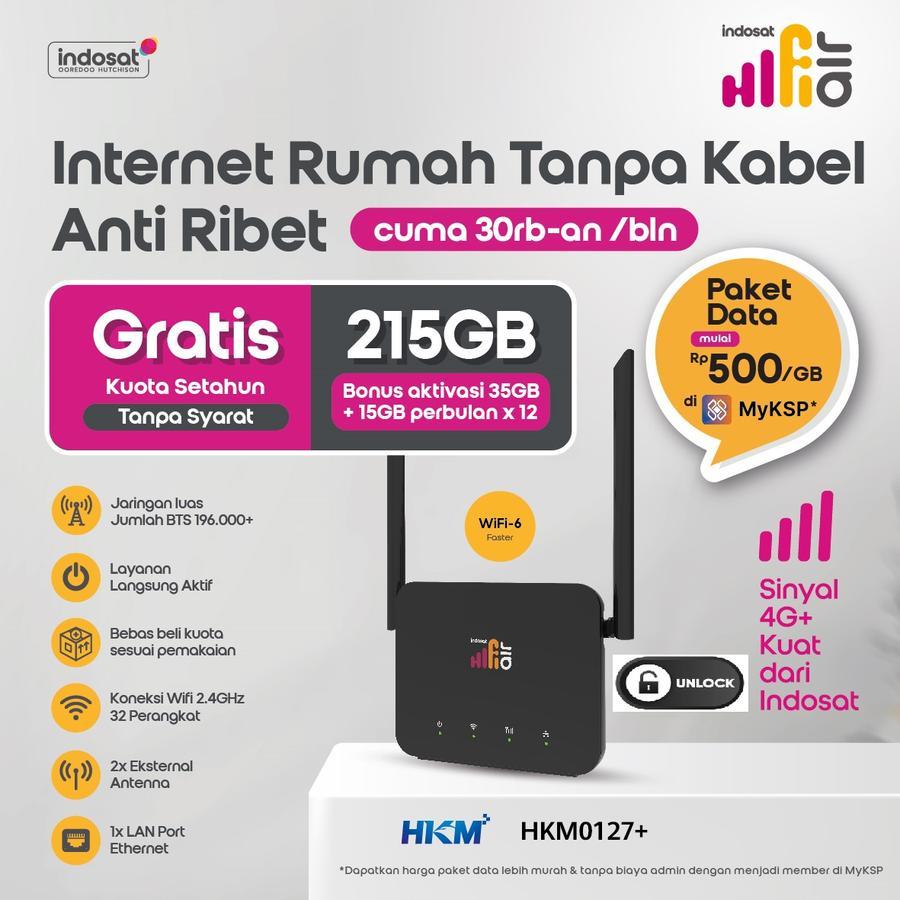 Modem Indosat HiFi Air HKM 0127+ Wifi Modem 4G LTE 215gb