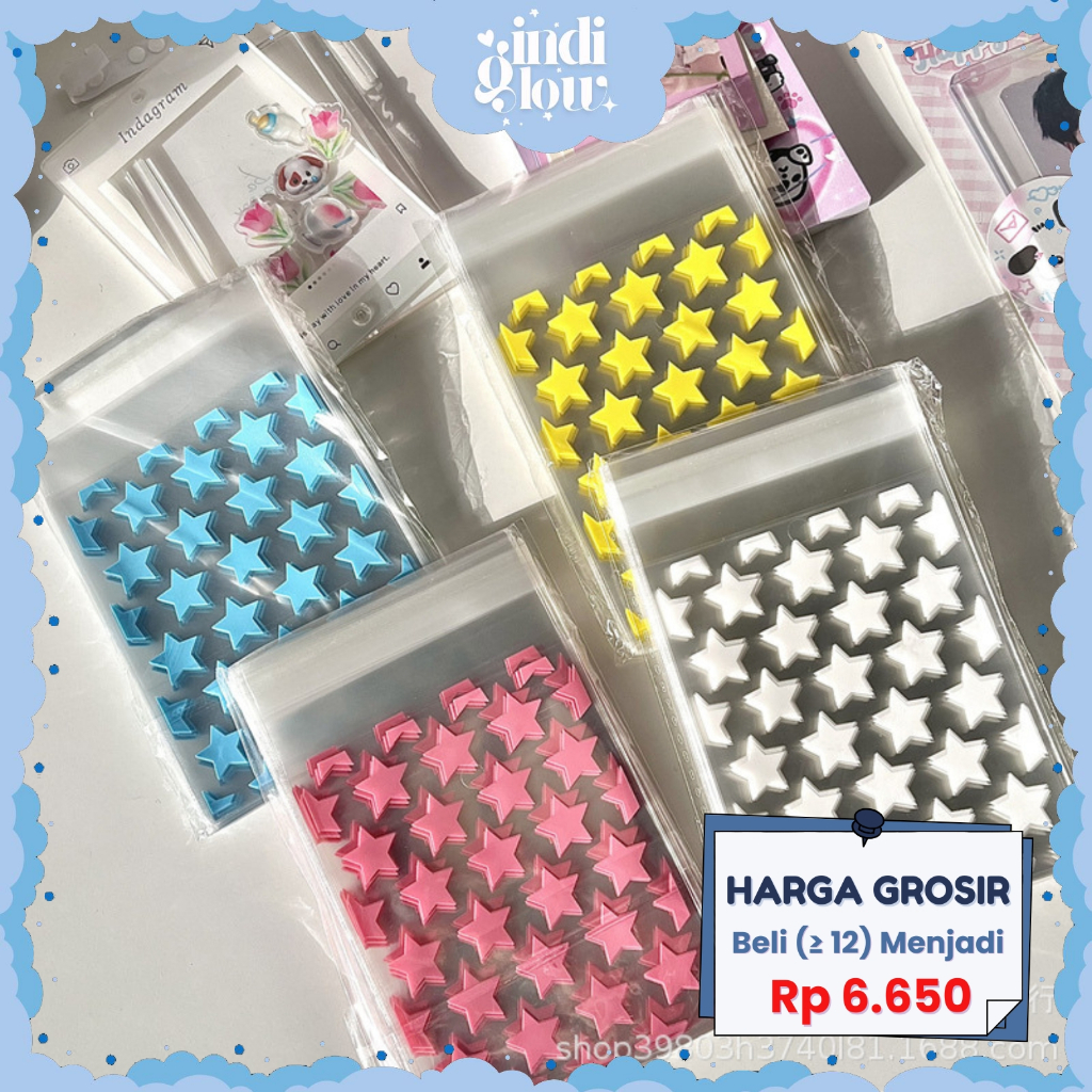 

IG 50 Lembar 8X10 CM Plastik Bening Packing Aksesoris Polaroid Kartu Kpop PhotoCard Motif Bintang