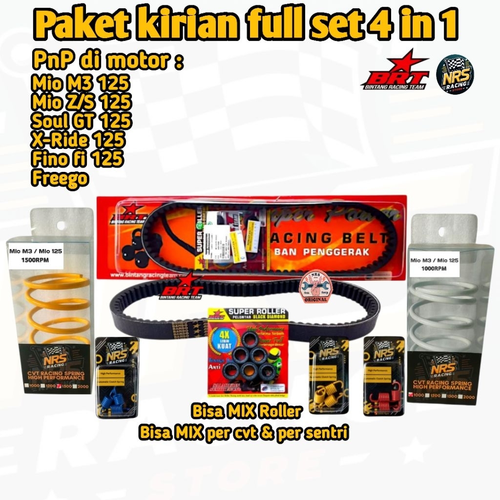 Paket Kirian Mio M3 Mio Z Mio S Soul gt 125 X-Ride 125 Fino fi 125 Freego Vanbelt BRT Roller BRT per