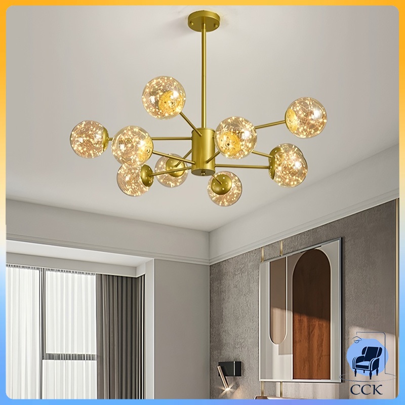 Lampu Gantung Ruang Tamu Aesthetic Lampu Gantung LED Tiga Warna Mewah Lampu Gantung Langit Berbintan