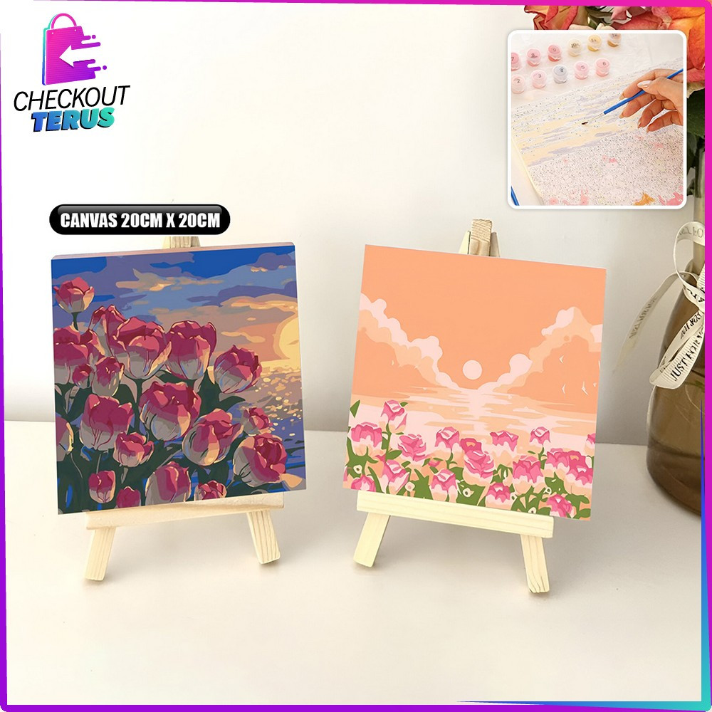 

EC CT A110 Paint By Number Kit 20x20cm Kanvas Siap Lukis Lukisan Bunga Pemandangan Wall Decoration DIY Canvas Acrylic Aesthetic