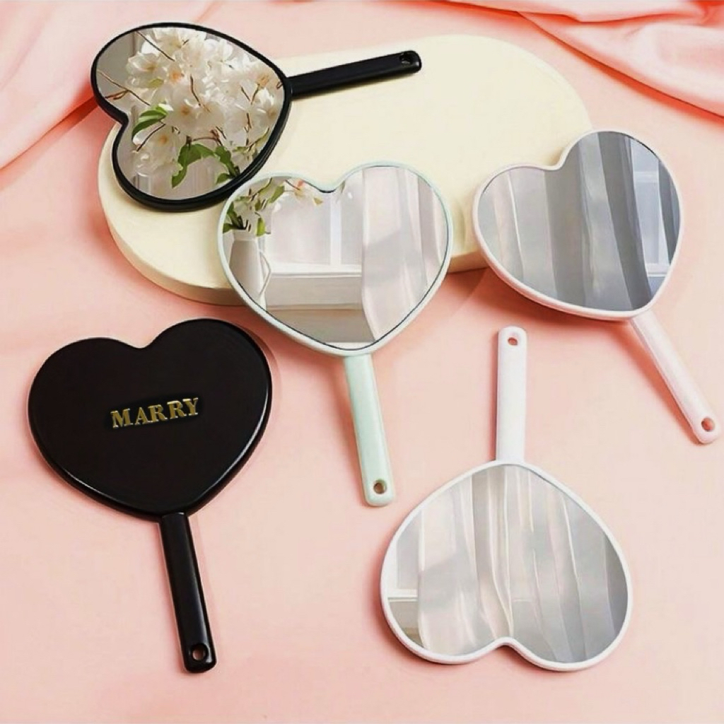 [ PIXYLAB ] Bisa Custom Nama Hand Mirror Love Cermin Souvenir Kado Pernikahan Ulang Tahun Wanita Kor