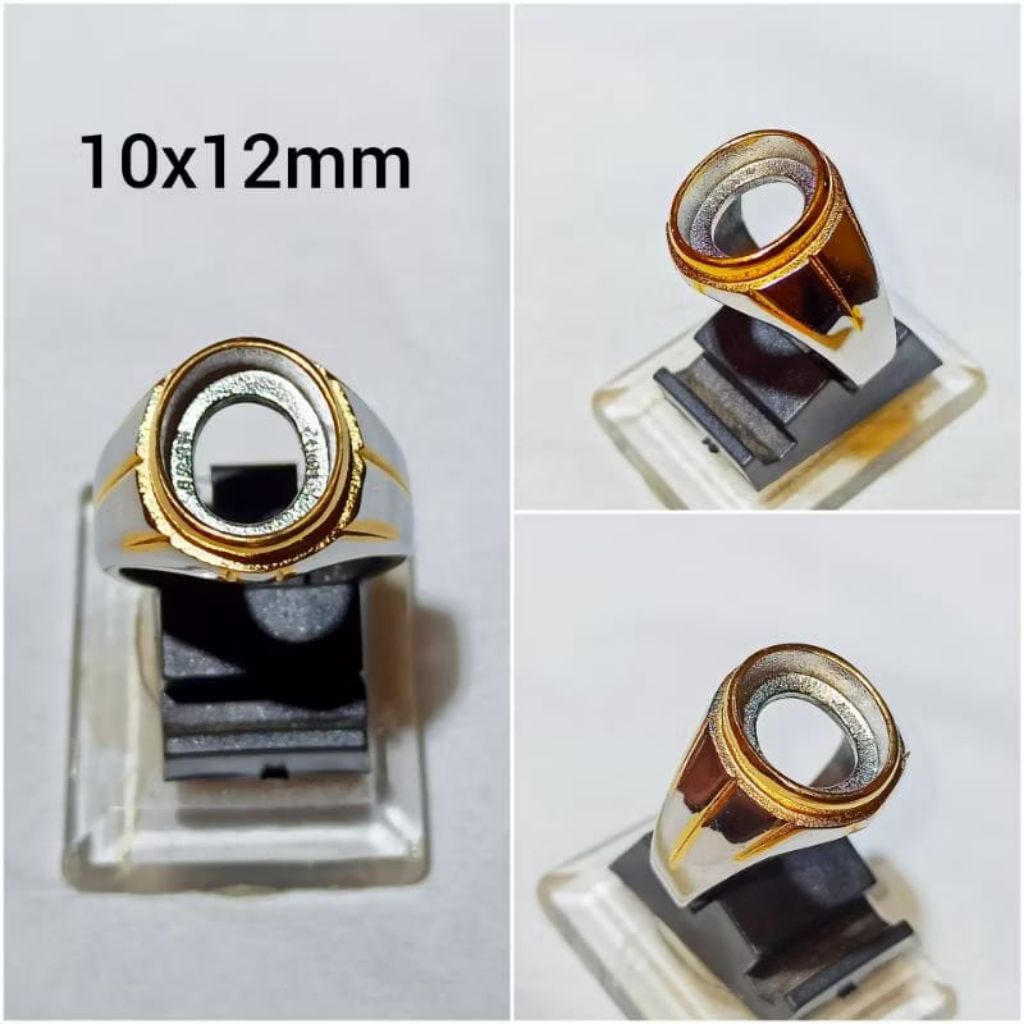 Cincin/Emban/Ring Titanium RR/BA ukuran 12x10mm (Warna kombinasi,silver,kuning,hitam)