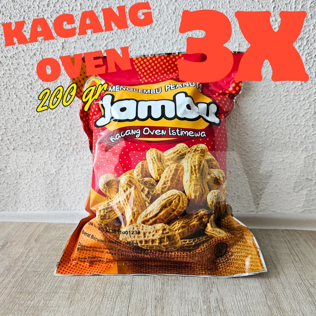 

3x Jambu Kacang Kulit Oven Garing 200gr / Kacang Kulit Oven Cap Jambu - Topaz Snack