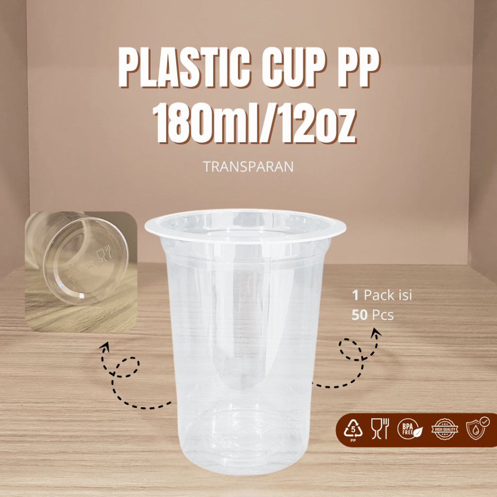 [50 PCS] 1 PACK Gelas Plastik 12oz DATAR | Gelas Plastik ES | CUP 12oz 16oz 24oz DATAR
