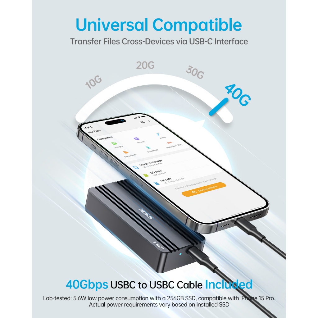 SSK SSD Enclosure Case TYPE C 40Gbps NVME SSD Enclosure - HE-C401
