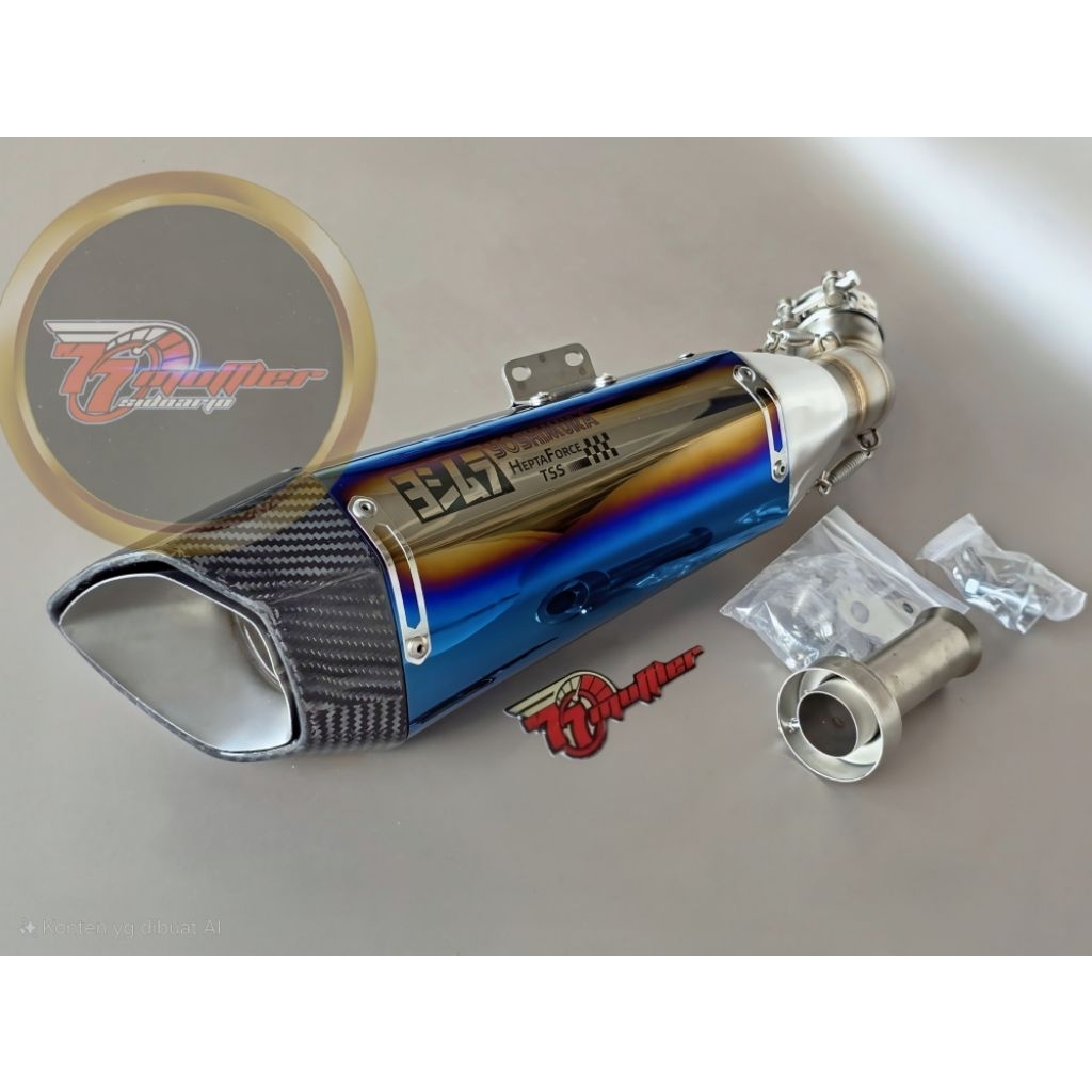 Knalpot Yoshimura Hepta Force TSS Z900 Kawasaki Z900 2017-2025 Stainless Half Blue & Carbon Kevlar K