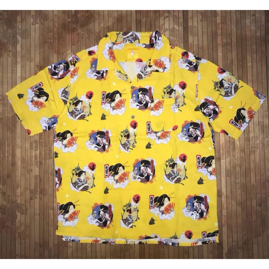 FR2 FUCKING RABBITS x GEISHA ALL OVER PRINT RAYON OPEN COLLAR SHORT SLEEVE SHIRT supreme wtaps chrom
