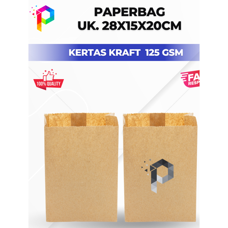 

Paperbag Coklat Polos / Cetak Logo Uk 28 x 15 x 20 cm / Kantong Belanja / Tas Belanja