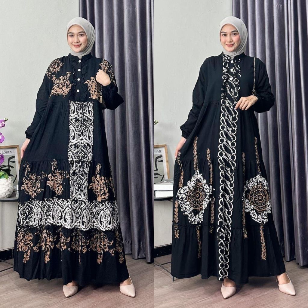Gamis Twill Ori Pekalongan || Gamis Twill Ori Model Tali Samping busui Friendly Terbaru