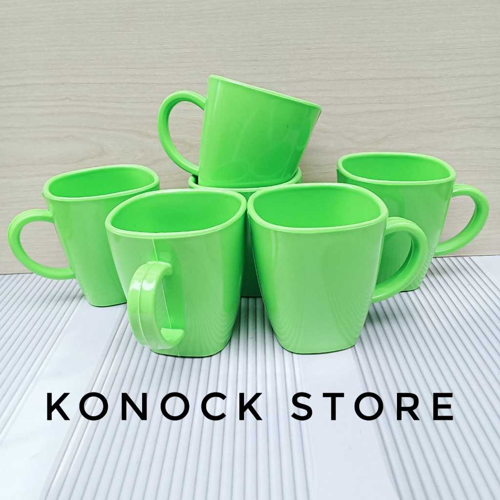 6 Pcs cangkir Melamin warna hijau Dinner ware / cangkir Kopi Melamin cocok buat di rumah
