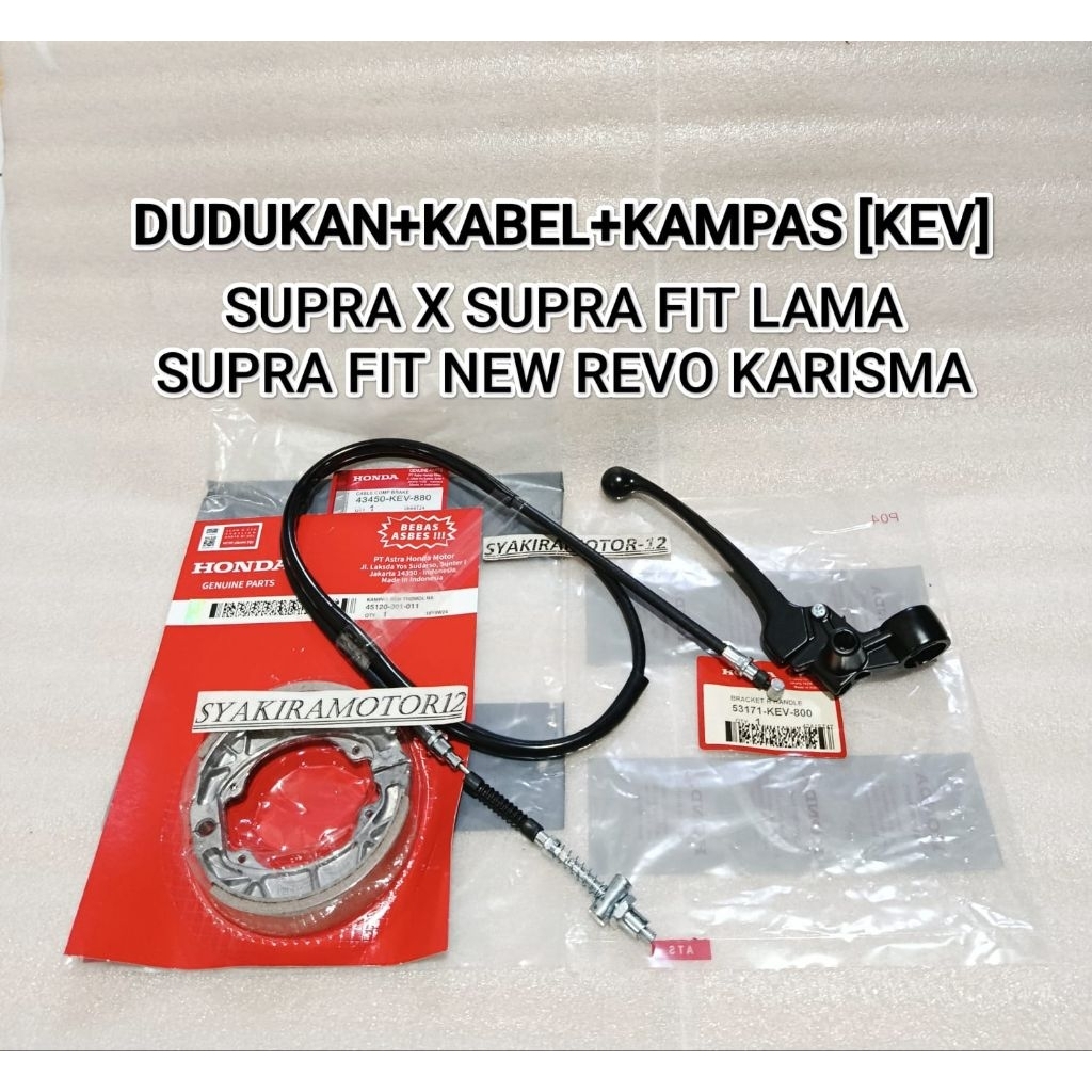 DUDUKAN HANDEL KANAN + KABEL REM + KAMPAS REM DEPAN [ KEV RH ] HONDA  BRAKE SHOE [ KODE N001  ] SUPR