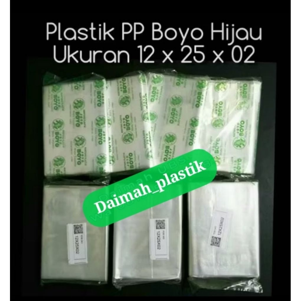 Plastik PP 12x25, plastik PP Bening Boyo 1/2 kg , Plastik Bungkus 12x25