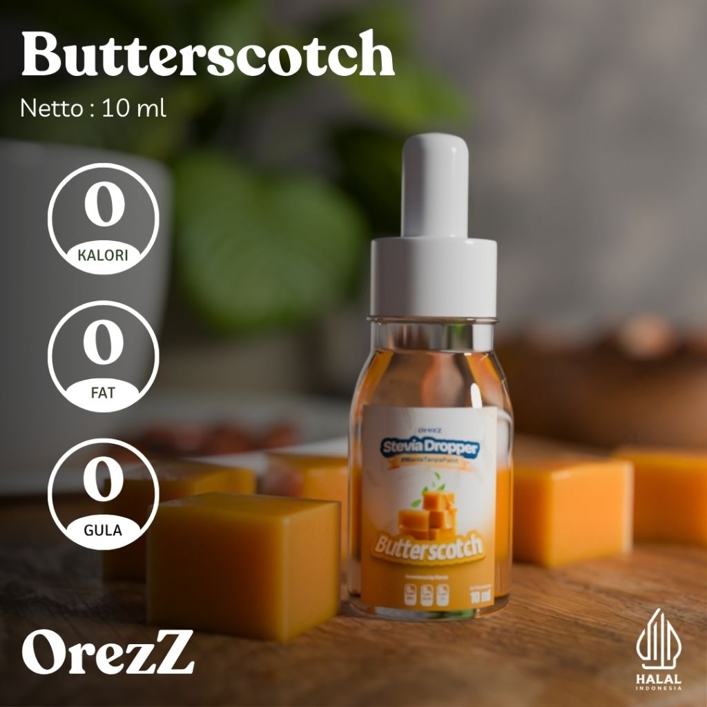 

Gula Stevia Dropper TETES SUGAR FREE rasa Butterscocth 10 mL Pemanis Stevia nol kalori diet keto