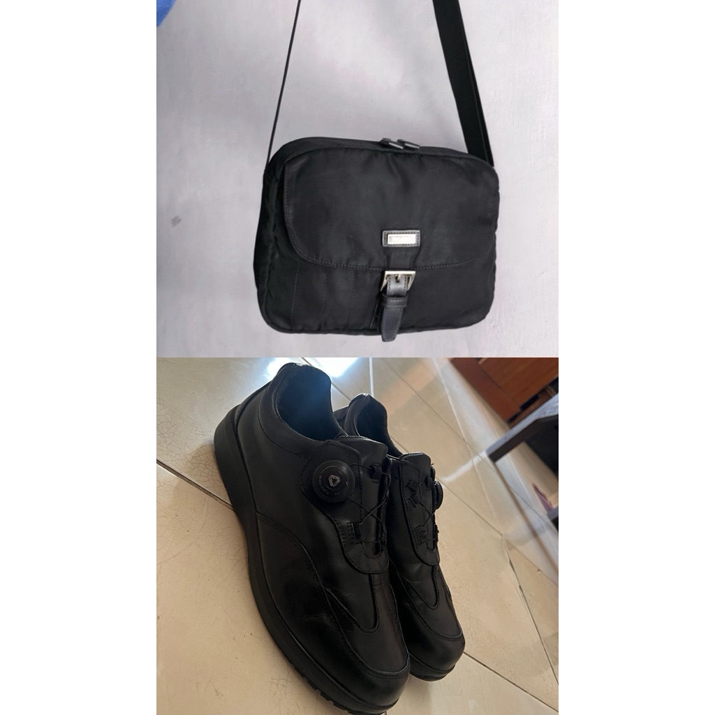 Jual sepaket sepatu Felizzano size 41/26 & sling bag Prospecs