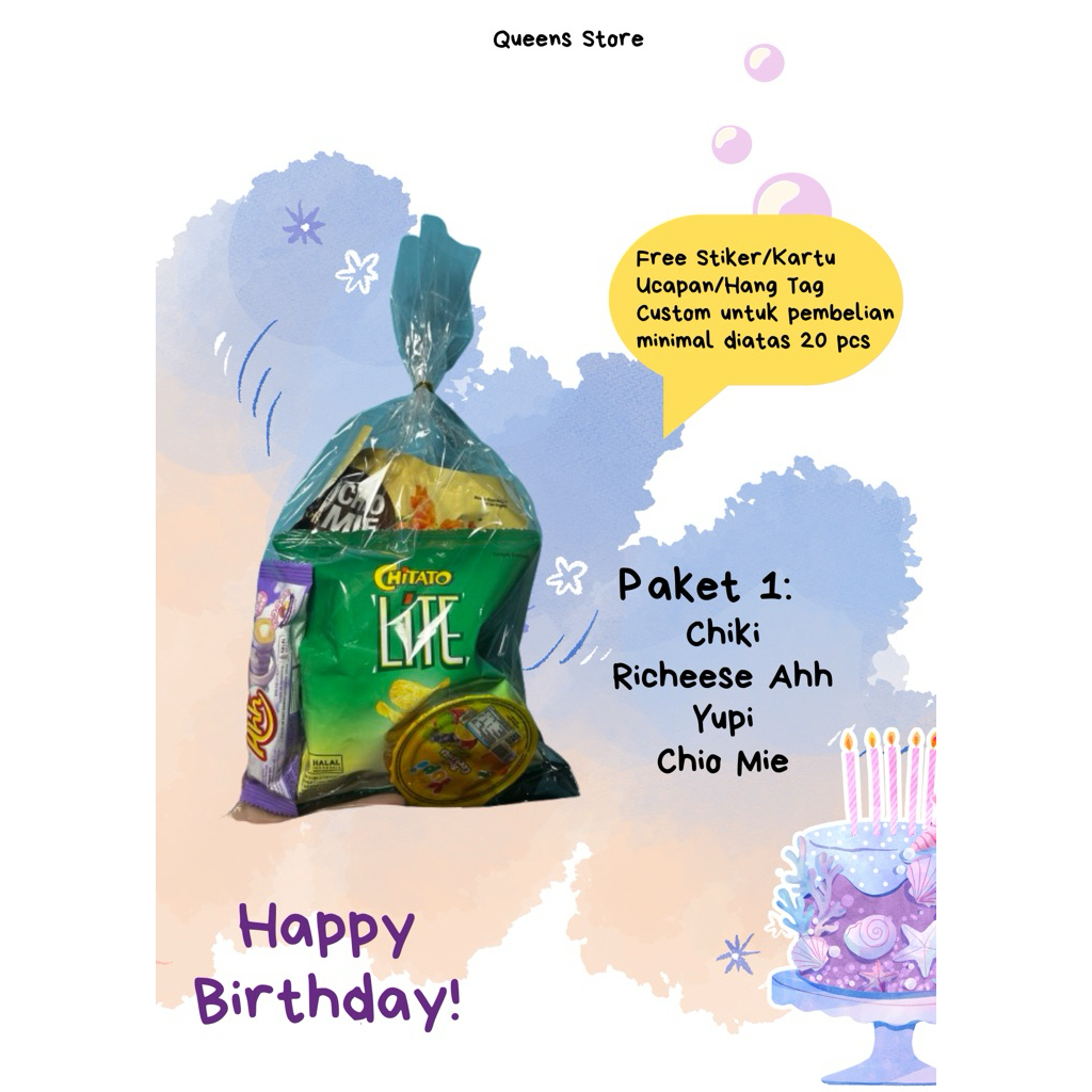 

Paket/Hampers/Bingkisan Snack Ulang Tahun Anak Murah Ukuran Kecil